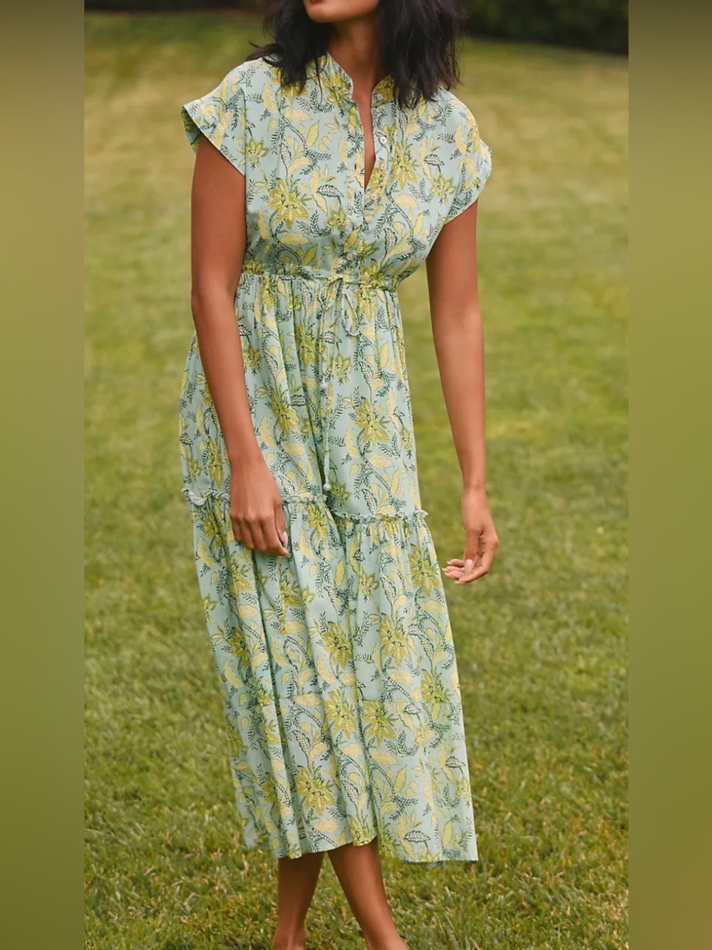 Ro's Garden Mumi Cap Sleeve Midi Dress